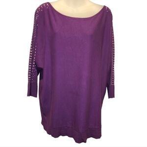 7th Ave Design Studio NY & Co; Women's Purple Sweater W/ Embellishments, Sz XL